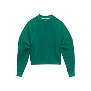 Go-To Womens Crew Tee Green MD Cropped Cotton Blend